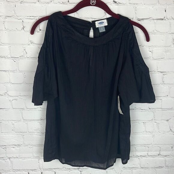 Old Navy Cold Shoulder Black Blouse Size Small NWT - Picture 1 of 6